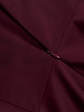 Wine Red 1950s Lace Patchwork Square Neck Dress
