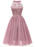 Pink 1950s Floral Lace Swing Dress