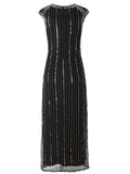 Black 1920s Beaded Sequin Dress
