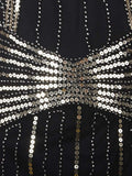 Black 1920s Beaded Sequin Dress