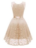 1950s Lace V Neck Bow Dress
