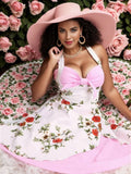 1950s Halter Floral Swing Dress