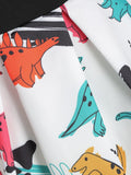 White 1950s Dinosaurs Strap Dress