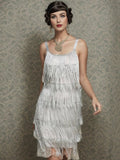 [Clearance] Belted Gray 1920s Fringe Gatsby Dress-US Warehouse
