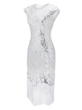 White 1920s Beaded Fringed Gatsby Dress