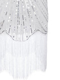 White 1920s Beaded Fringed Gatsby Dress