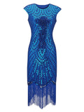 Blue 1920s Fringed Flapper Gatsby Dress
