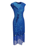 Blue 1920s Fringed Flapper Gatsby Dress