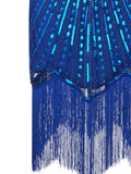 Blue 1920s Fringed Flapper Gatsby Dress