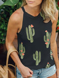 Cactus Print Sleeveless Tank