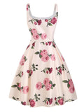 [US Warehouse] Pink 1950s Rose Floral Swing Dress