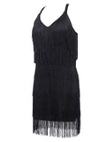 [US Warehouse] Black 1920s Back Bow Tassel Flapper Dress