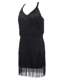 Black 1920s Back Bow Tassel Flapper Dress