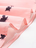 Pink 1950s Strap Butterfly Swing Dress