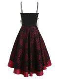 1950s Patchwork High Low Hem Strap Dress