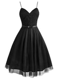 1950s Spaghetti Lace Bow Swing Dress