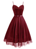 1950s Spaghetti Lace Bow Swing Dress