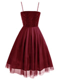 1950s Spaghetti Lace Bow Swing Dress