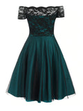 [Plus Size] 1950s Off Shoulder Lace Dress