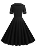 Black 1950s Button Swing Dress