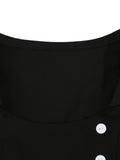 Black 1950s Button Swing Dress