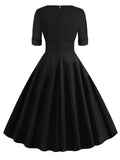 1950s Solid Sweetheart Fold Swing Dress