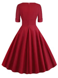1950s Solid Sweetheart Fold Swing Dress