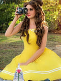 Yellow 1950s Halter Swing Dress
