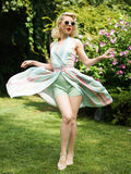 Rainbow 1950s Stripe Pocket Swing Dress