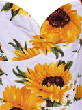 White 1950s Sunflowers Swing Dress
