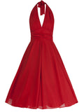 1950s Solid Halter Swing Dress
