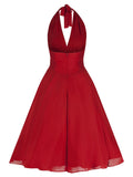 1950s Solid Halter Swing Dress