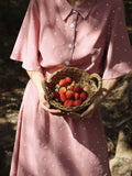 2PCS Pink 1950s Polka Dot Top & Skirt