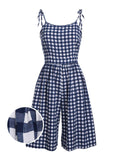 1950s Plaid Lace-Up Strap Romper