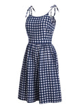 1950s Plaid Lace-Up Strap Romper