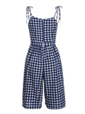 1950s Plaid Lace-Up Strap Romper