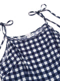 1950s Plaid Lace-Up Strap Romper