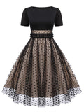 Black 1950s Polka Dot Swing Dress