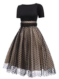 [US Warehouse] Black 1950s Polka Dot Swing Vintage Dress