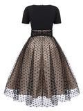 Black 1950s Polka Dot Swing Dress