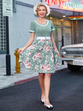 1950s Floral Patchwork Swing Dress