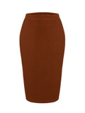 2PCS Brown 1960s Button Top & Pencil Skirt