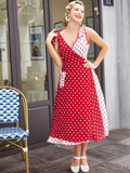 Red 1950s Polka Dot Pocket Swing Dress