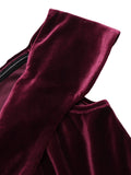 Wine Red 1960s Velvet Bodycon Vintage Dress