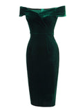 Wine Red 1960s Velvet Bodycon Vintage Dress