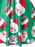 Green 1950s Christmas Cat Swing Dress