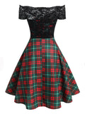 Plaids 1950s Lace Patchwork Swing Dress