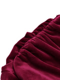 Wine Red 1960s Off Shoulder Velvet Dress