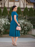 Blue 1940s Pearl Buttons Darlene Dress