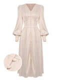 1940s Solid Silk Buttoned Tea Dress